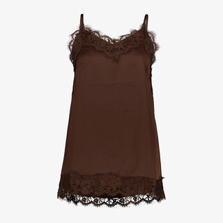 TwoDay dames singlet met kant donkerbruin