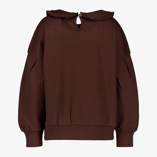 TwoDay meisjes sweater met kraagje donkerbruin