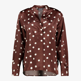 TwoDay dames blouse met witte stippen bruin
