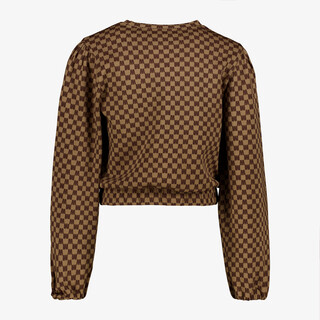 MyWay cropped meisjes sweater met print bruin