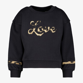 TwoDay meisjes sweater met panterprint details zwart