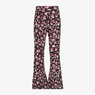 TwoDay flared meisjes broek met bloemenprint zwart roze