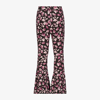 TwoDay flared meisjes broek met bloemenprint zwart roze