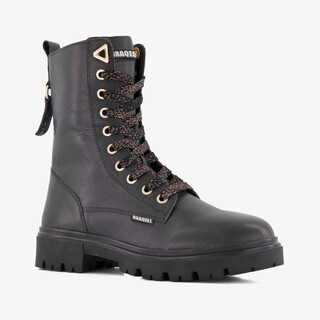 Braqeez leren meisjes veterboots zwart