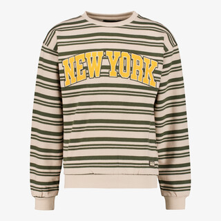 Unsigned gestreepte jongens sweater groen beige
