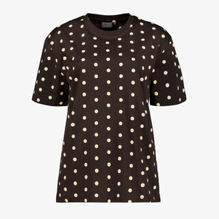 TwoDay dames T-shirt met polkadots bruin