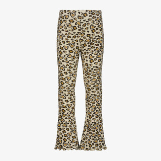 TwoDay flared meisjes broek met panterprint beige