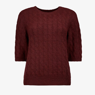 TwoDay gebreide dames trui met halflange mouwen rood