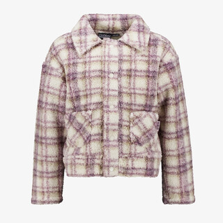 TwoDay geruit meisjes teddy shacket beige paars