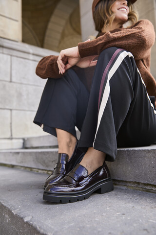 Nova dames lak loafers bordeaux rood