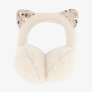 Meisjes oorwarmers met oortjes beige