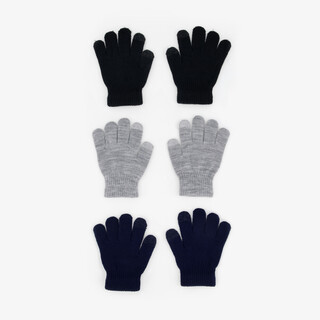 3 paar touchscreen handschoenen zwart grijs blauw