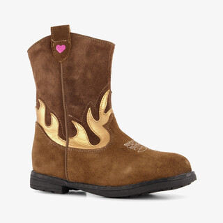 Stap suède meisjes cowboylaarzen bruin goud