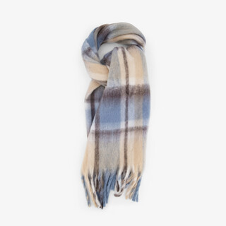 Geruit dames sjaal blauw beige