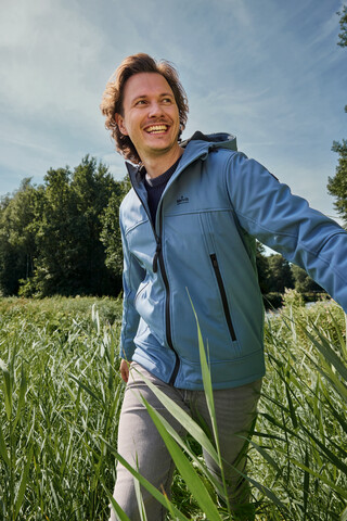 Kjelvik softshell heren outdoor jas lichtblauw