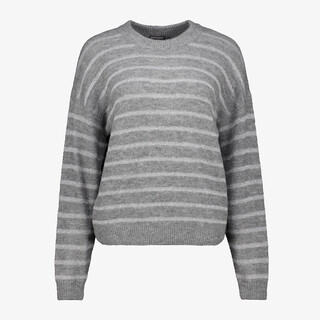 TwoDay gestreepte dames trui met lurex grijs