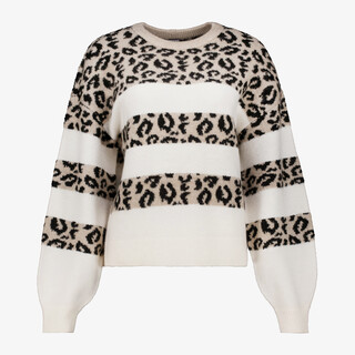 TwoDay dames trui met panterprint wit beige
