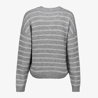 TwoDay gestreepte dames trui met lurex grijs
