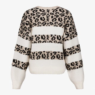 TwoDay dames trui met panterprint wit beige