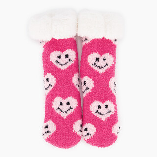 1 paar gevoerde meisjes huissokken met antislip roze