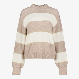 TwoDay gebreide dames trui met strepen beige wit