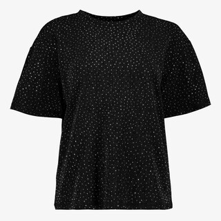 TwoDay dames T-shirt met glitters zwart zilver
