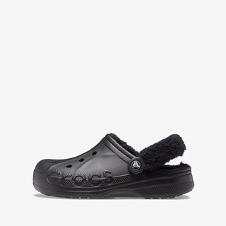 Crocs Baya Lined Fuzz Strap dames klompen zwart