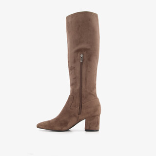 Nova dames stretchlaarzen met hak taupe