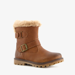 Blue Box gevoerde meisjes biker boots cognac bruin