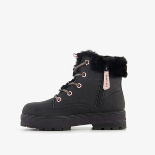 Skechers Street Glitz gevoerde dames veterboots zwart