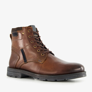 Van Beers gevoerde leren heren veterboots cognac bruin