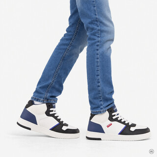 Levi's Kick Mid hoge jongens sneakers wit zwart