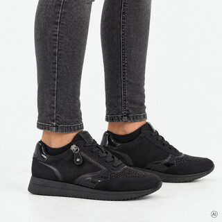 Jana dames sneakers met H leest zwart