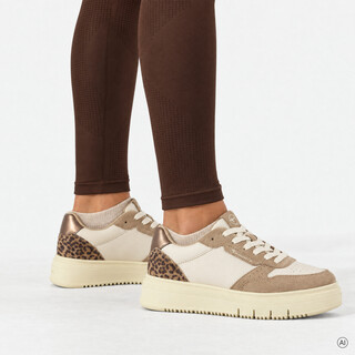Tamaris dames sneakers beige met panterprint