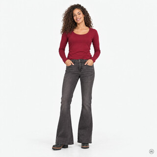 TwoDay dames flared jeans donkergrijs