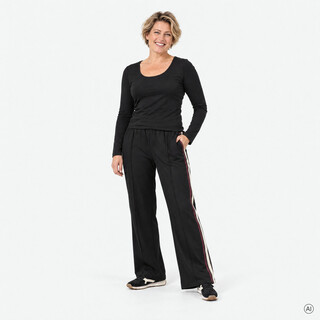 TwoDay dames wide leg broek met bies zwart