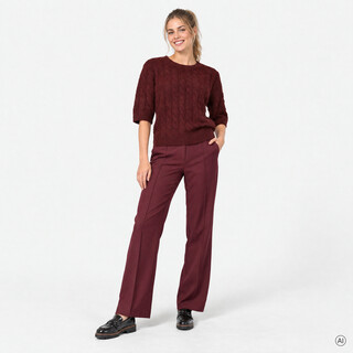 TwoDay gebreide dames trui met halflange mouwen rood