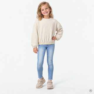 TwoDay meisjes sweater met geborduurde strikjes ecru