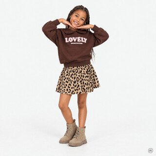TwoDay meisjes sweater met kraagje donkerbruin
