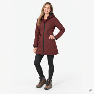Kjelvik lange dames softshell jas bordeauxrood