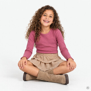 TwoDay meisjes rok met ruches en glitters goud