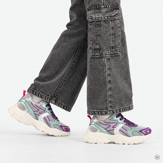 Blue Box meisjes dad sneakers blauw paars