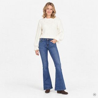 TwoDay dames flared jeans donkerblauw