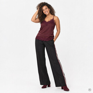 TwoDay dames singlet met kant bordeaux rood