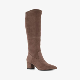 Nova dames stretchlaarzen met hak taupe