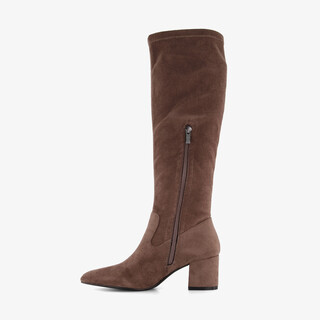 Nova dames stretchlaarzen met hak taupe