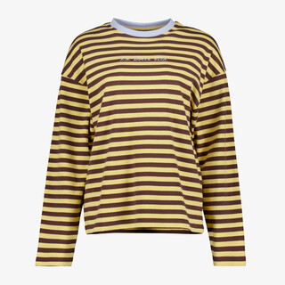 TwoDay gestreept dames longsleeve shirt geel bruin