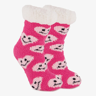 1 paar gevoerde meisjes huissokken met antislip roze