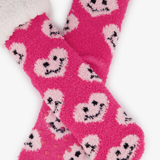 1 paar gevoerde meisjes huissokken met antislip roze