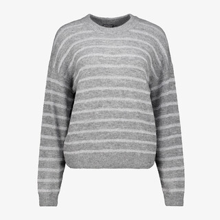 TwoDay gestreepte dames trui met lurex grijs
